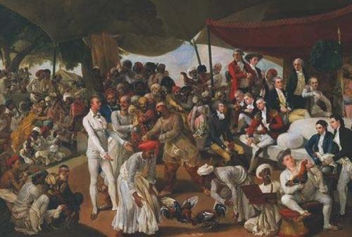 Johann Zoffany Cockfight in Lucknow oil painting image